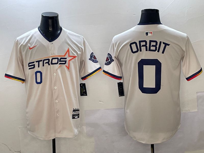 Men Houston Astros 0 Orbit Cream Three generations Joint Name 2025 Nike MLB Jersey style 7